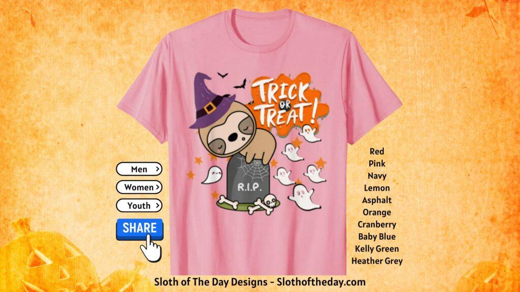 Sleeping Sloth Trick or Trick Halloween Shirt