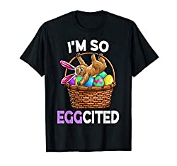 Easter Sloth Bunny Basket Eggs Shirt I Am So EGGcited
