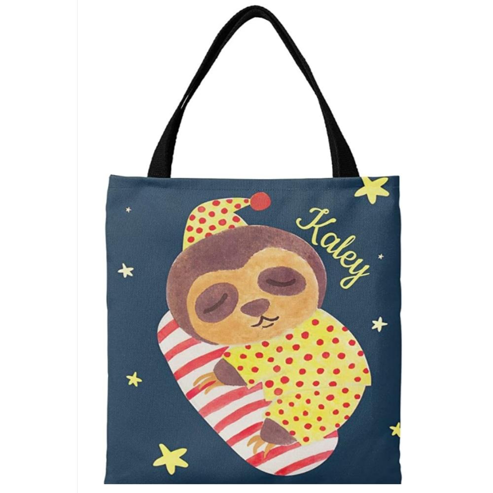 Personalized Canvas Sloth Tote Bag