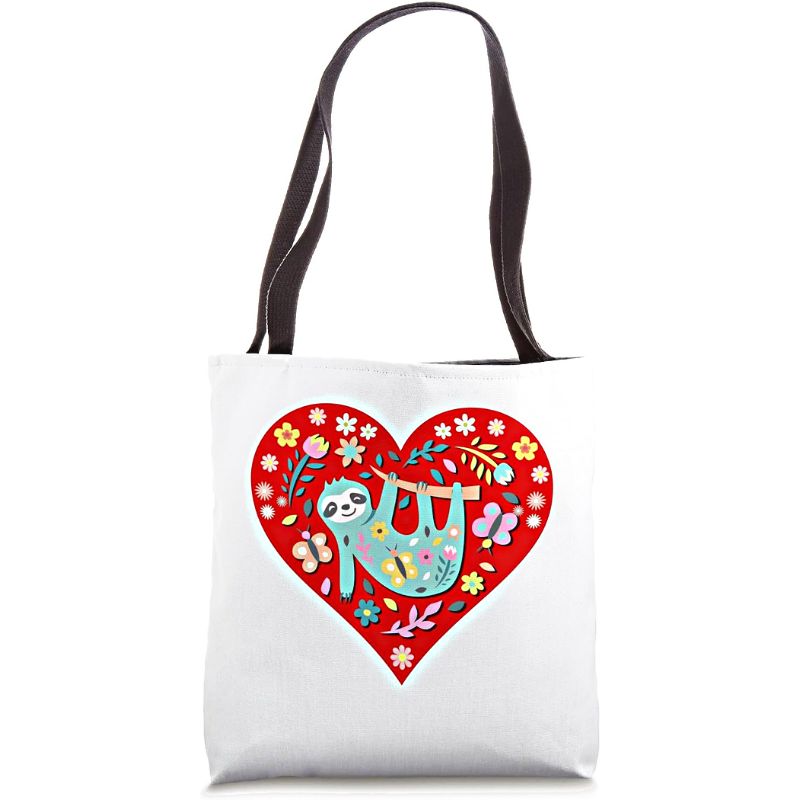Sloth Lovers Heart Tote Bag by Sloth of The Day