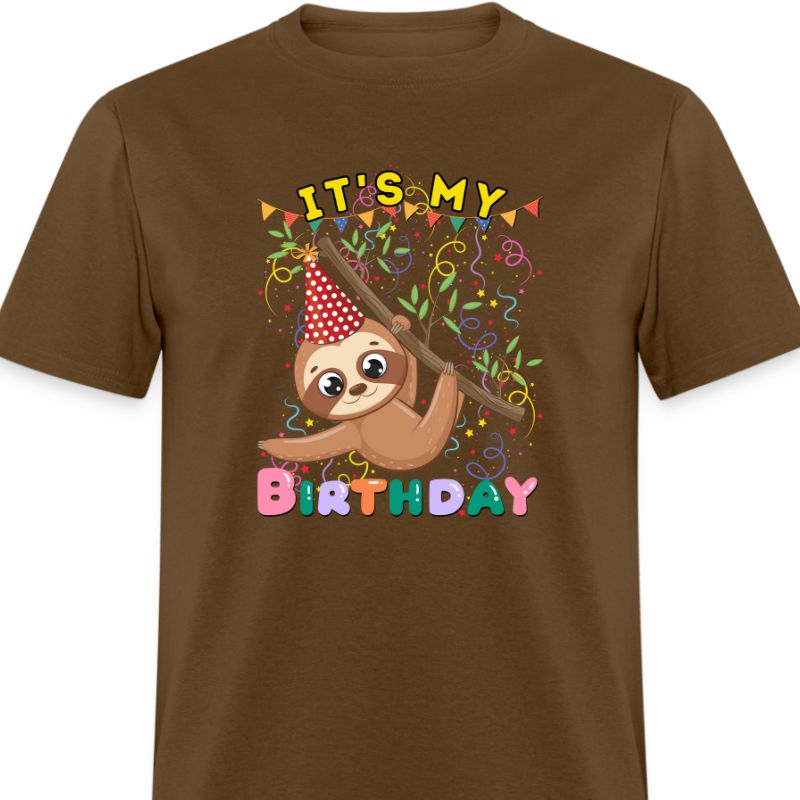 Brown Birthday Shirt Sloth-Themed