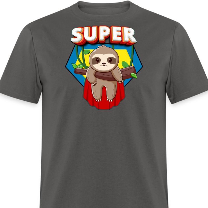 Charcoal Sloth of the Day Design 1 Super Sloth T-Shirt