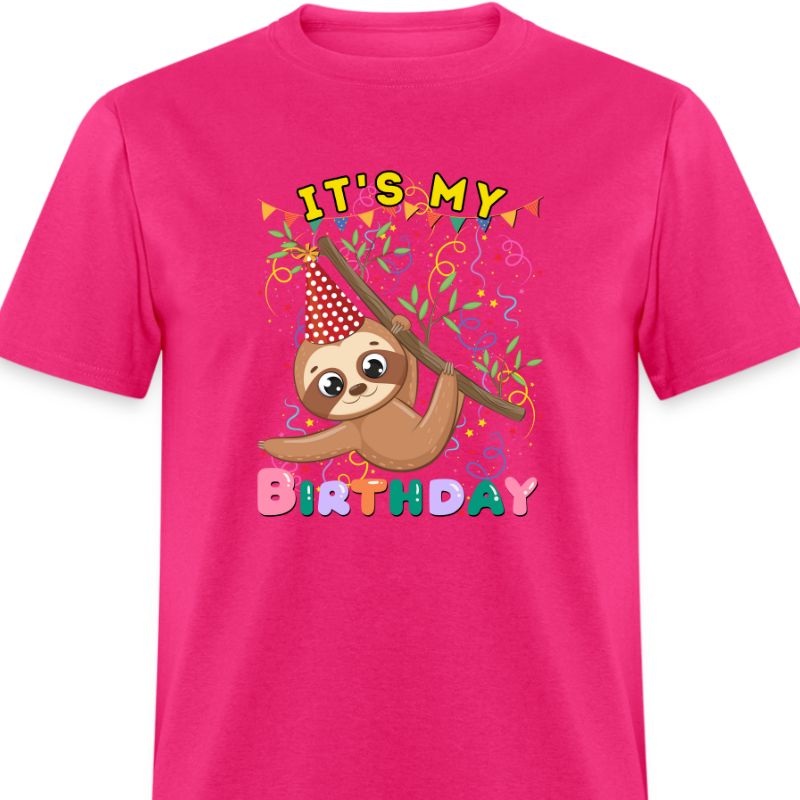 Fuchsia My Birthday Sloth Tee