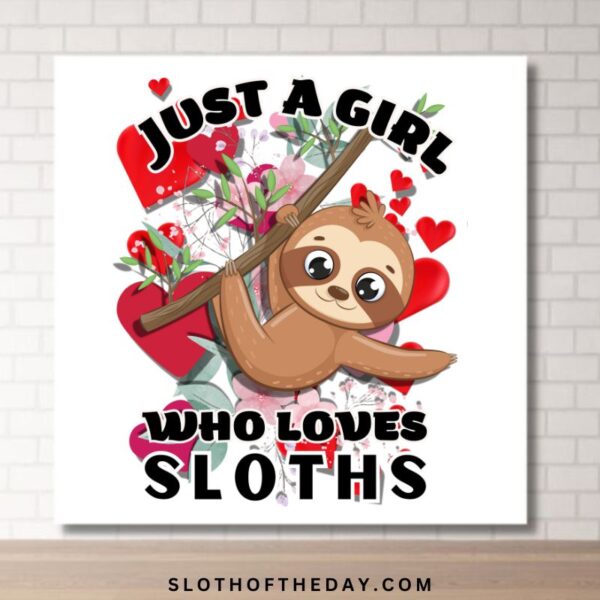 Just a Girl Who Loves Sloths Poster 8x8 Sloth of The Day