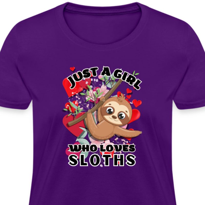 Purple Just a Girl Who Love Sloths Women T-Shirt