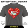 Charcoal Sloth Lovers Heart Unisex Classic T-Shirt