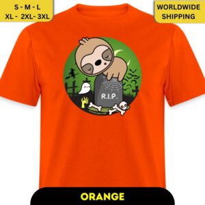 Orange Sleeping Halloween Sloth T-shirt Design