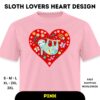 Pink Sloth Lovers Heart Unisex Classic T-Shirt