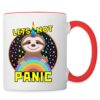 Red Lets Not Panic Sloth Contrast Coffee Mug