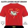 Red Sloth Lovers Heart Unisex Classic T-Shirt