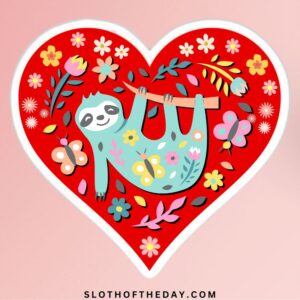 Sloth Lovers Heart Vinyl Sticker Sloth of The Day