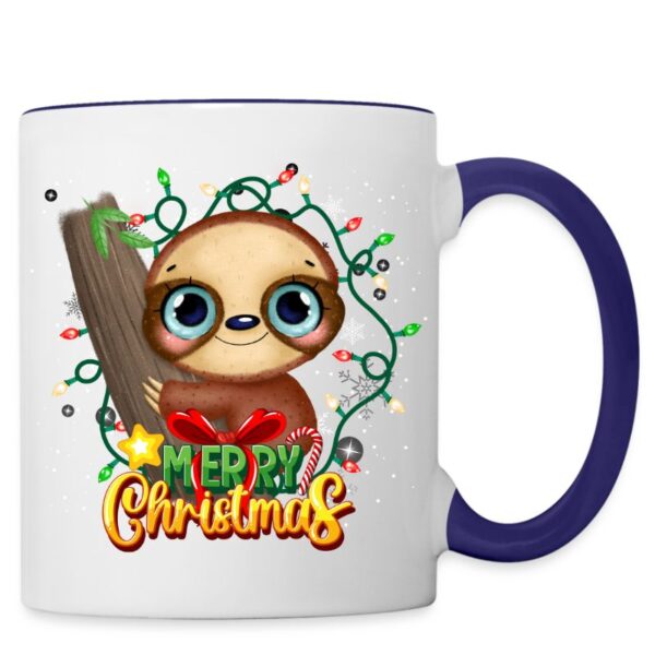 Blue Happy Sloth Merry Christmas Coffee Mug