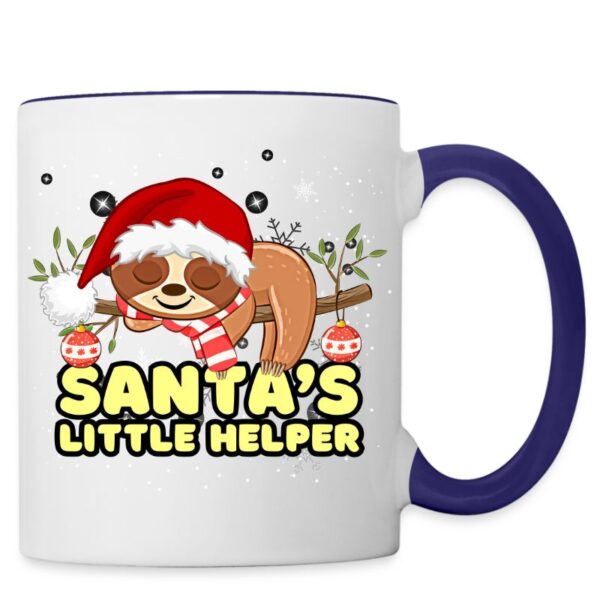 Blue Santa Little Helper Sloth Coffee Mug