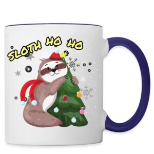 Blue Sloth Ho Ho Christmas Ceramic Coffee Cup