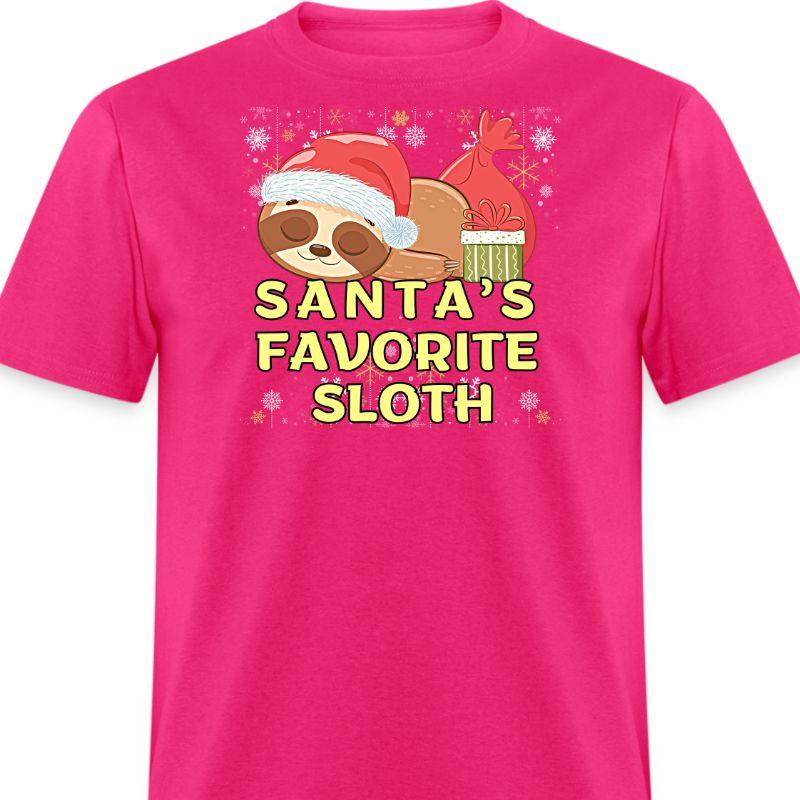 Fuchsia Santas Favorite Sloth Christmas T-shirt